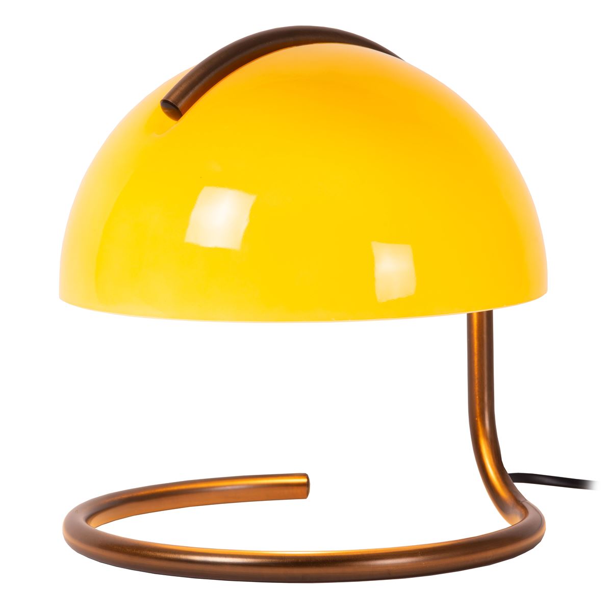 Lampe de table Lucide Cato, abat-jour en verre orange et pied en métal doré
