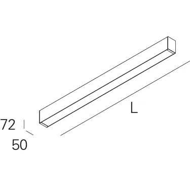 Schéma coté de l’Indelague Reba 50 : section de 50 × 72 mm