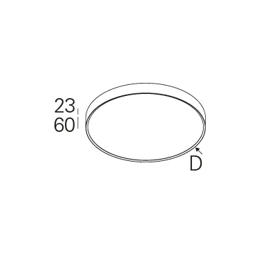 Schéma coté de l’Indelague Rofy 60 : profil de 60 mm, diamètre D selon la version