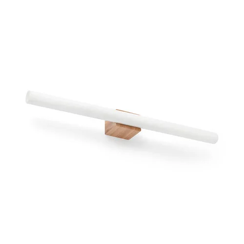 Applique Faro Calma, tube opale et embase bois